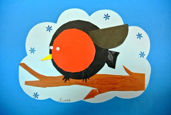 Снегирь аппликация для детей