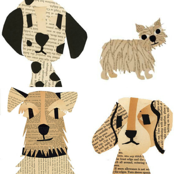 Аппликация из газетной бумаги для детей собака