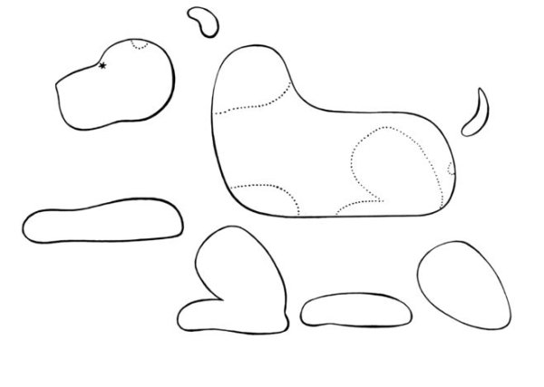 Собачка -трафарет для аппликации из ткани