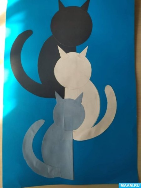 Аппликация кошка в подготовительной группе