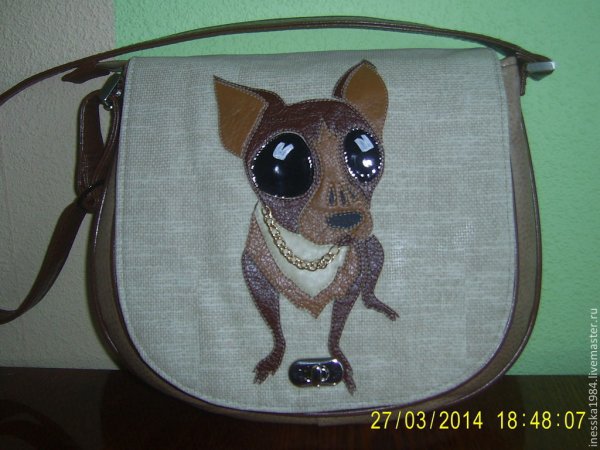 Сумки из ткани с аппликацией собаки