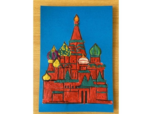 Пластилиновая аппликация храм Василия Блаженного