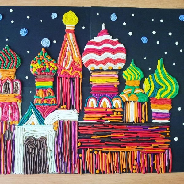 Пластилиновая картина собор Василия Блаженного