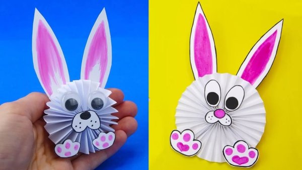 Поделка из цветной бумаги зайчик