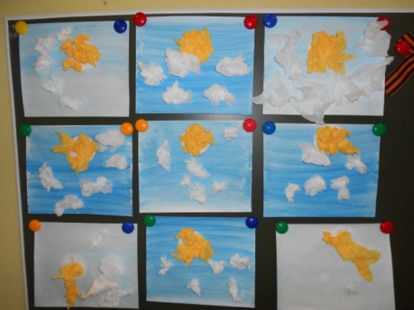 Аппликация облака в средней группе