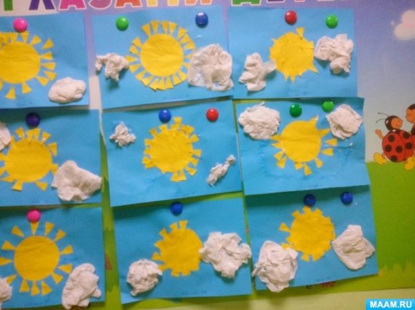 Аппликация солнышко в младшей группе