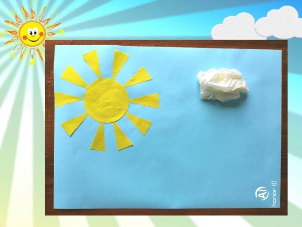 Аппликация ходит в небе солнышко