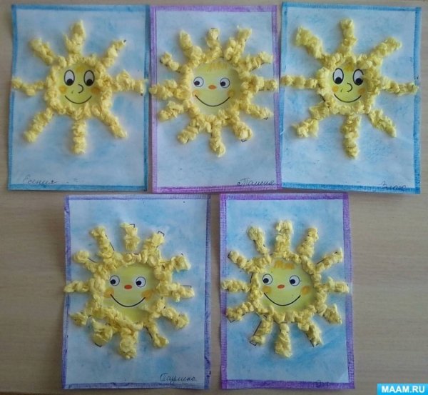 Аппликация солнышко в средней группе