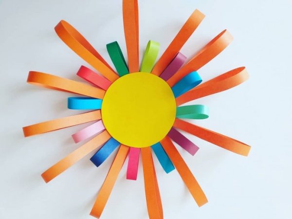 Аппликация солнышко из цветной бумаги