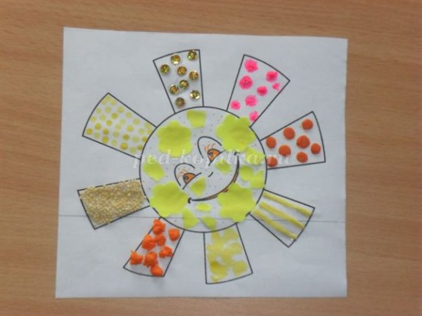 Отрывная аппликация солнце