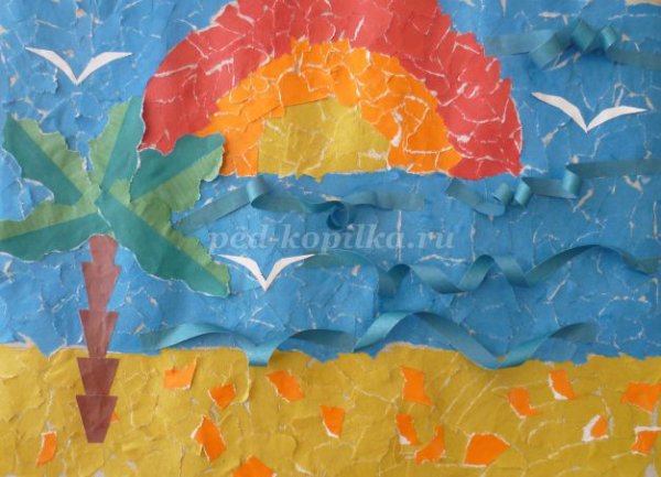 Пейзаж из рваной бумаги