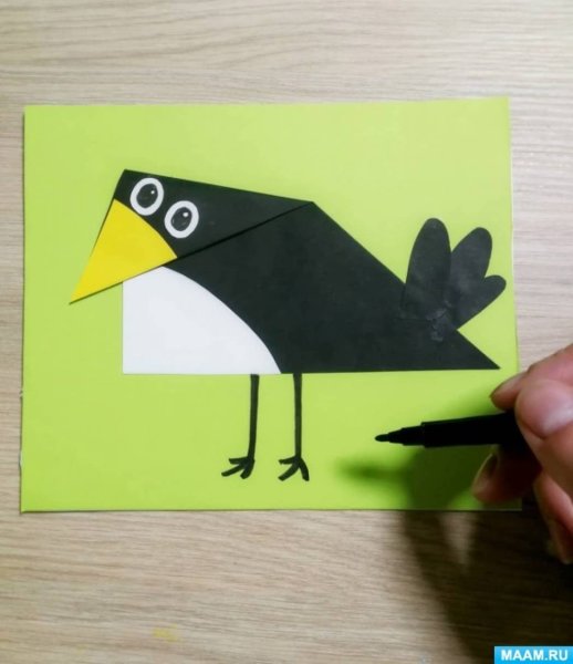 Аппликация ворона