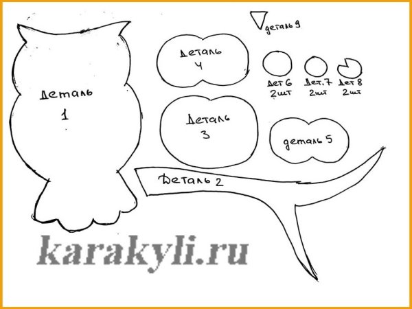 Сова детали для аппликации