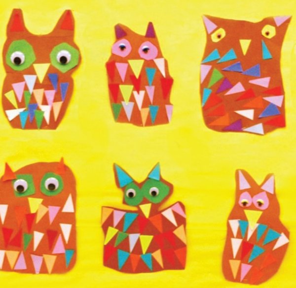 Сова из геометрических фигур аппликация