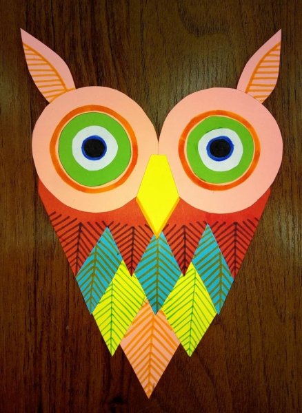 Сова из цветного картона