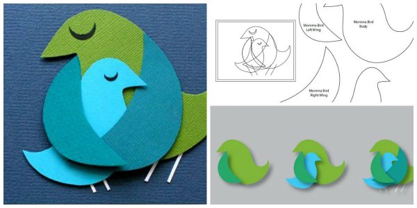 Птичка с птенцом аппликация