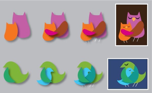 Сова с совенком аппликация