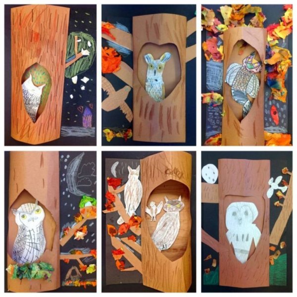 Сова в дупле поделка