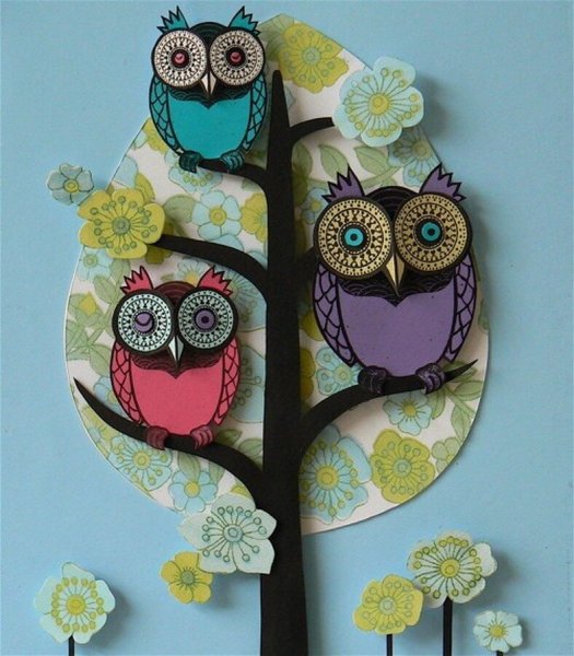 Сова панно из бумаги