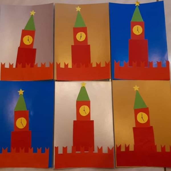 Спасская башня Кремля рисование старшая группа Комарова