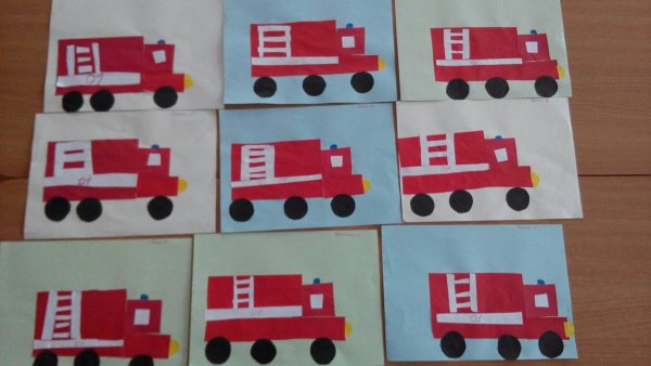 Аппликация пожарная машина в старшей группе