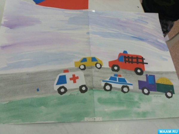 Аппликация машина в средней группе