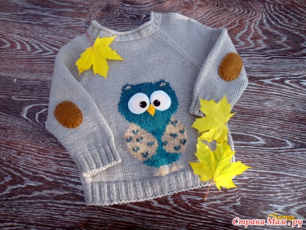 Вязаная аппликация на детский свитер