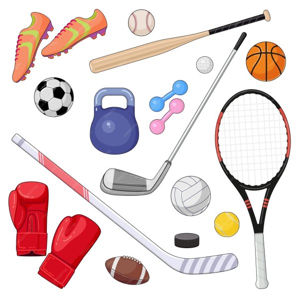 Спортивные предметы на прозрачном фоне