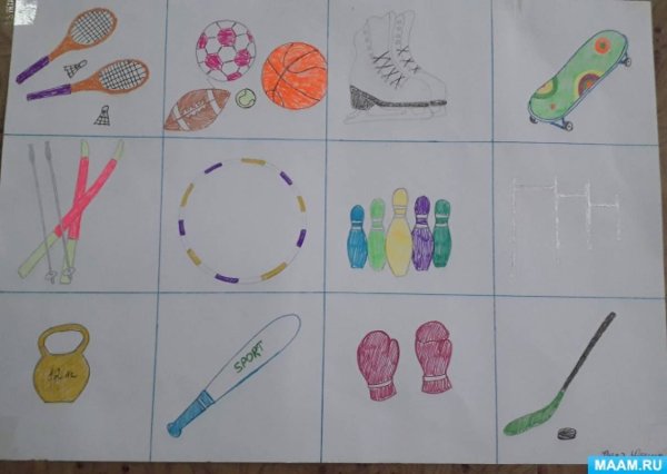 Рисование спортивный инвентарь старшая группа