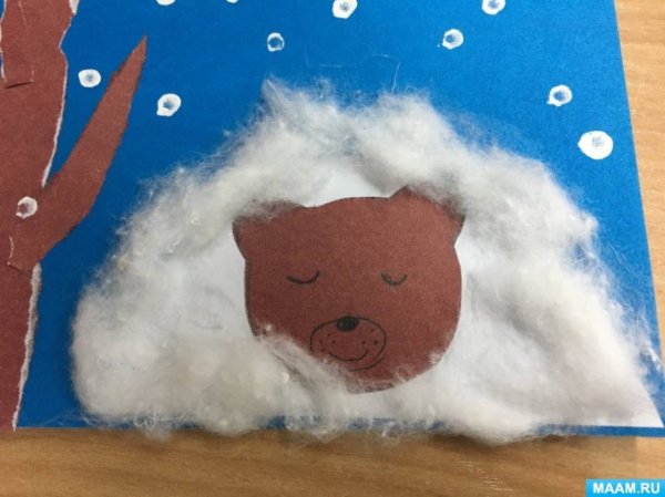 Аппликация медведь в берлоге