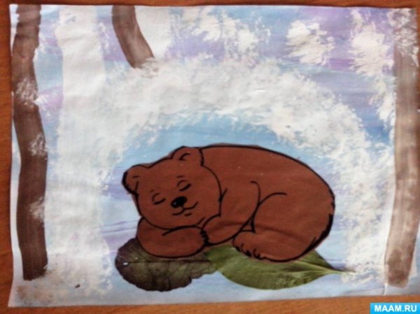 Рисование медведь в берлоге