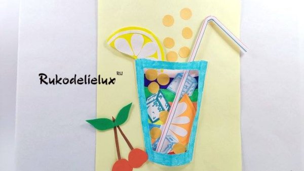 Стаканчик с лимонадом аппликация