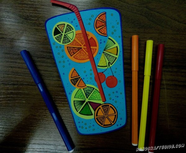 Аппликация коктейль с трубочкой младшая группа