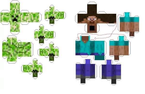 Бумажный майнкрафт Стив