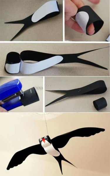 Птичка из цветной бумаги