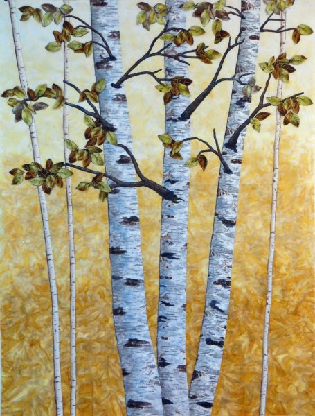 Ствол березы живопись