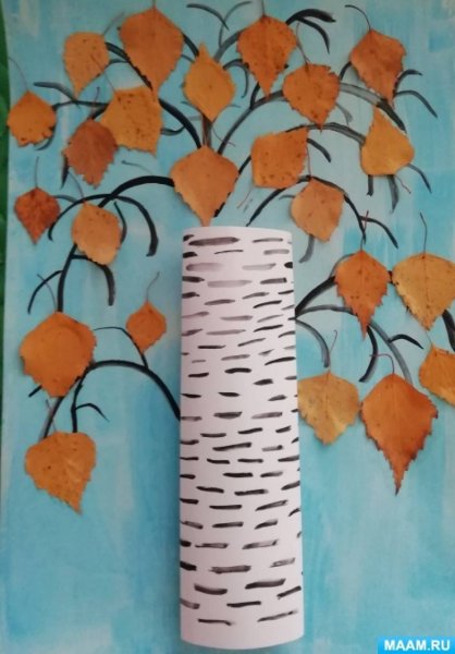 Аппликация береза в подготовительной группе