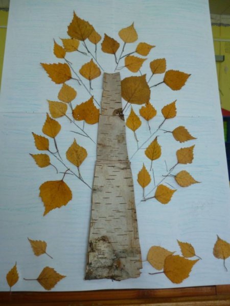 Аппликация осенняя Березка