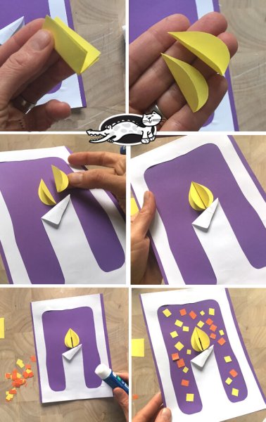 Свечи из бумаги поделка на аппликацию