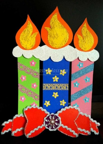 Свечка из цветной бумаги