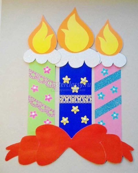 Рождественские свечи аппликация