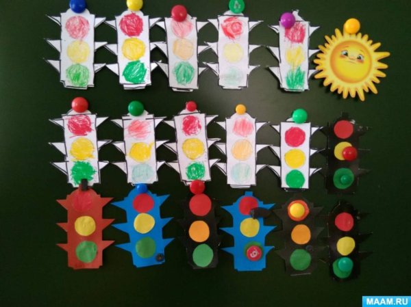 Аппликация светофор в подготовительной группе
