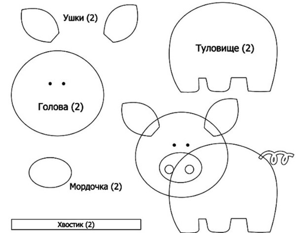 Поросенок из фетра выкройка
