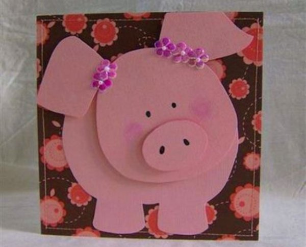 Аппликация поросёнок объемная