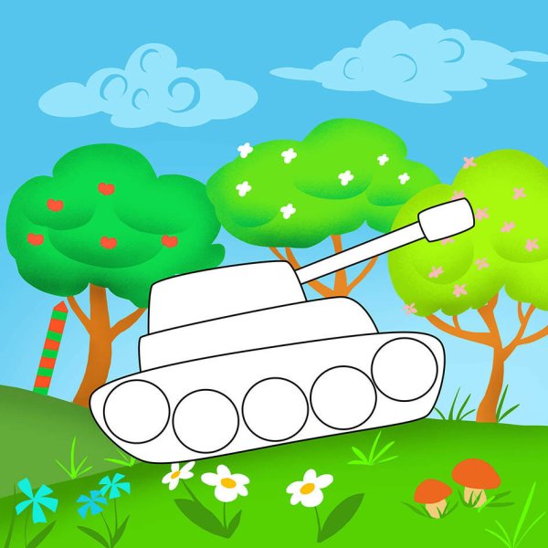 Трафарет танка для рисования для детей
