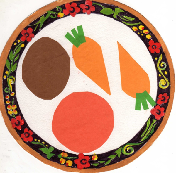 Аппликация овощи на тарелке старшая группа