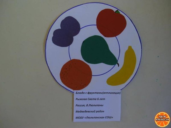 Аппликация блюдо с фруктами
