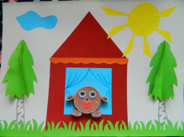 Аппликация Колобок в старшей группе