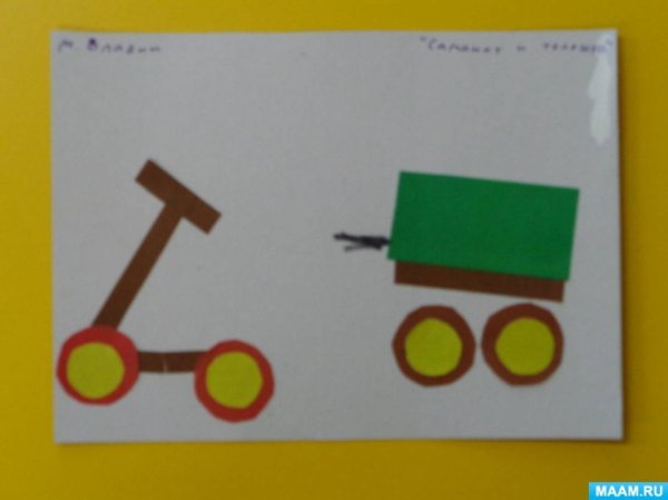 Аппликация тележка младшая группа