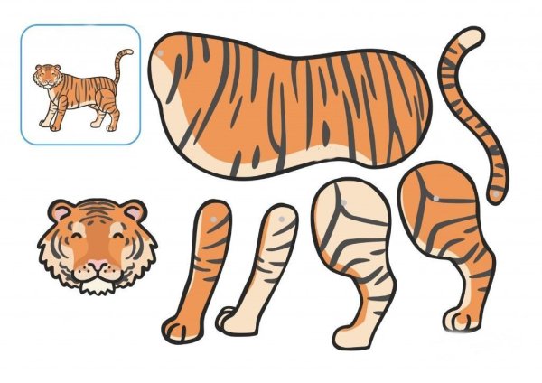 Тигр шаблон для аппликации